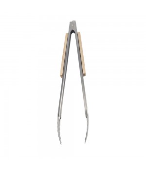 wholesale 16 inch Barbecue Clip Clamps Stainless Steel Grilling extra long kitchen bbq food Tongs with Wood Handle