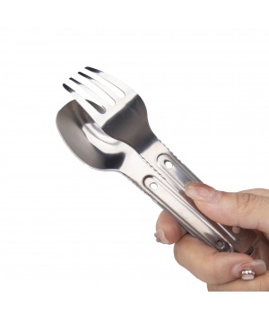 EDC 2-in-1 Detachable Healthy Stainless Steel Forks Spoons Set ODM Portable Tableware For Outdoor Camping