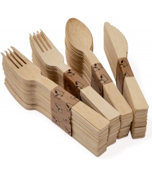 Amazon Top Seller Flatware Biodegradable Spoon Fork Knife Disposable Bamboo Cutlery Ustensils