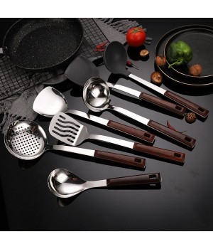 Stainless Steel Kitchen Tool Gadget Wood Clamp Holder For Kitchen Cutlery Utensils And Spoons Set