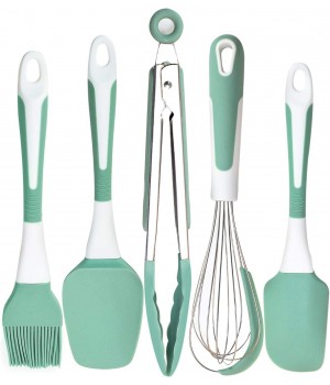 Silicone Kitchen Cooking Utensils Set 5 Pcs Heat Resistant Spatula Cooking Mixing Utensils Nonstick Cookware Dishwasher