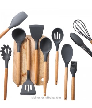 silicone cooking kitchen 11pcs utensils High Quality Modern Design Kitchen Utensil Wooden Handle Cookwares Kitchen Gadgets