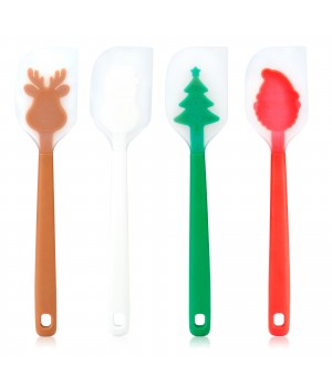 4 Pieces Wholesale Christmas Spatula Long Silicone Cream Spatula for Dough Baking and Cooking