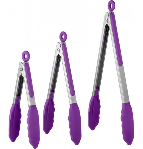 Kitchen Tongs With Silicone Tips Stainless Steel Tongs For cooking 9" And 12" Tongs With Silicone Rubber Grips Small And Large Kitchen Tongs With Silicone Tips Stainless Steel Tongs For cooking 9" And 12" Tongs With Silicone Rubber Grips Small And Large