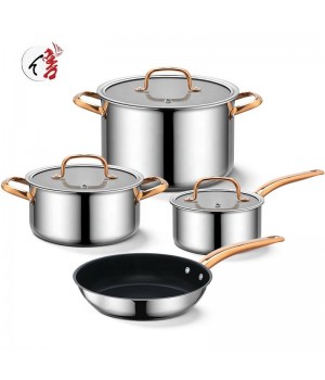 Wholesale customization kitchenware nonstick cooking pots and pans set triply stainless steel cookware set