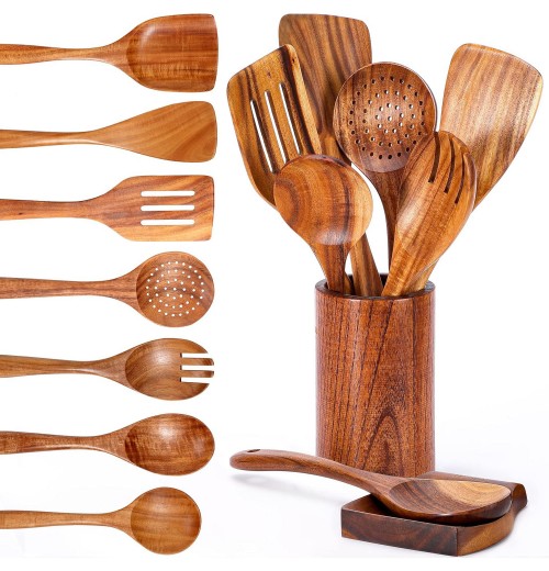 Cooking Spoons With Nonstick Spatula Set Wooden Spoons For Cooking Utensils Wooden Tableware Sustainable 10 Utensil Wood Cooking Spoons With Nonstick Spatula Set Wooden Spoons For Cooking Utensils Wooden Tableware Sustainable 10 Utensil Wood
