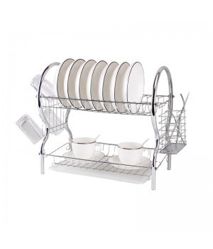 Chrome Plating 22 Inches Metal Wire Mug Stand Kitchen Utensils Folding Dish Drainer