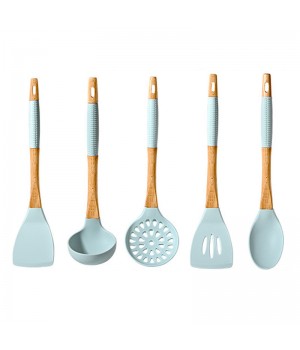 Durable Silicone Cooking Utensils Set with Ergonomic Wood Handle - Non-Stick Kitchen Gourmet Tools for Food Preparation